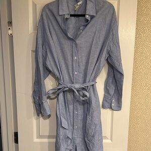 Blue Button-Up Shirt Dress